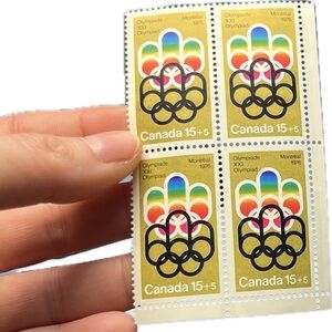 🎈4/$20 - CANDA 1976 Montreal Olympic Games. 15+5¢ LL 4-Stamp Plate Block.